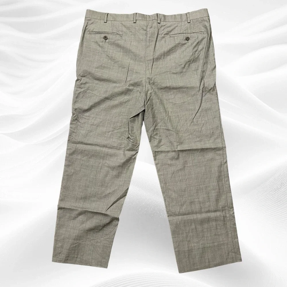 ZANELLA Men's Grey TODD Flat Front Wool Dress Pants 40X26(read) Graph Check(?)‎